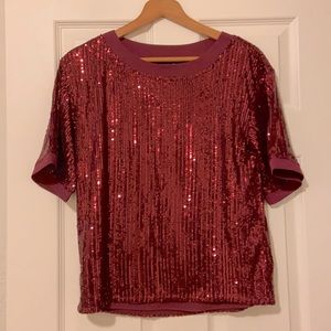 Red sequin top